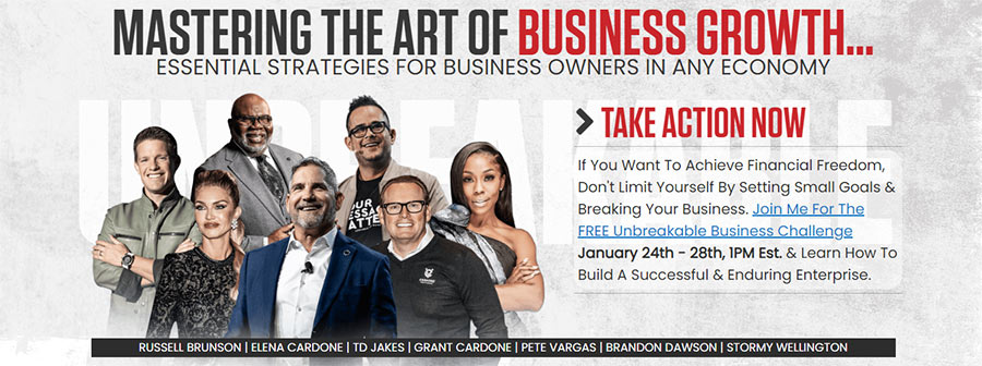 Grant Cardone: Unbreakable Business Challenge Grant Cardone: Unbreakable Business Challenge