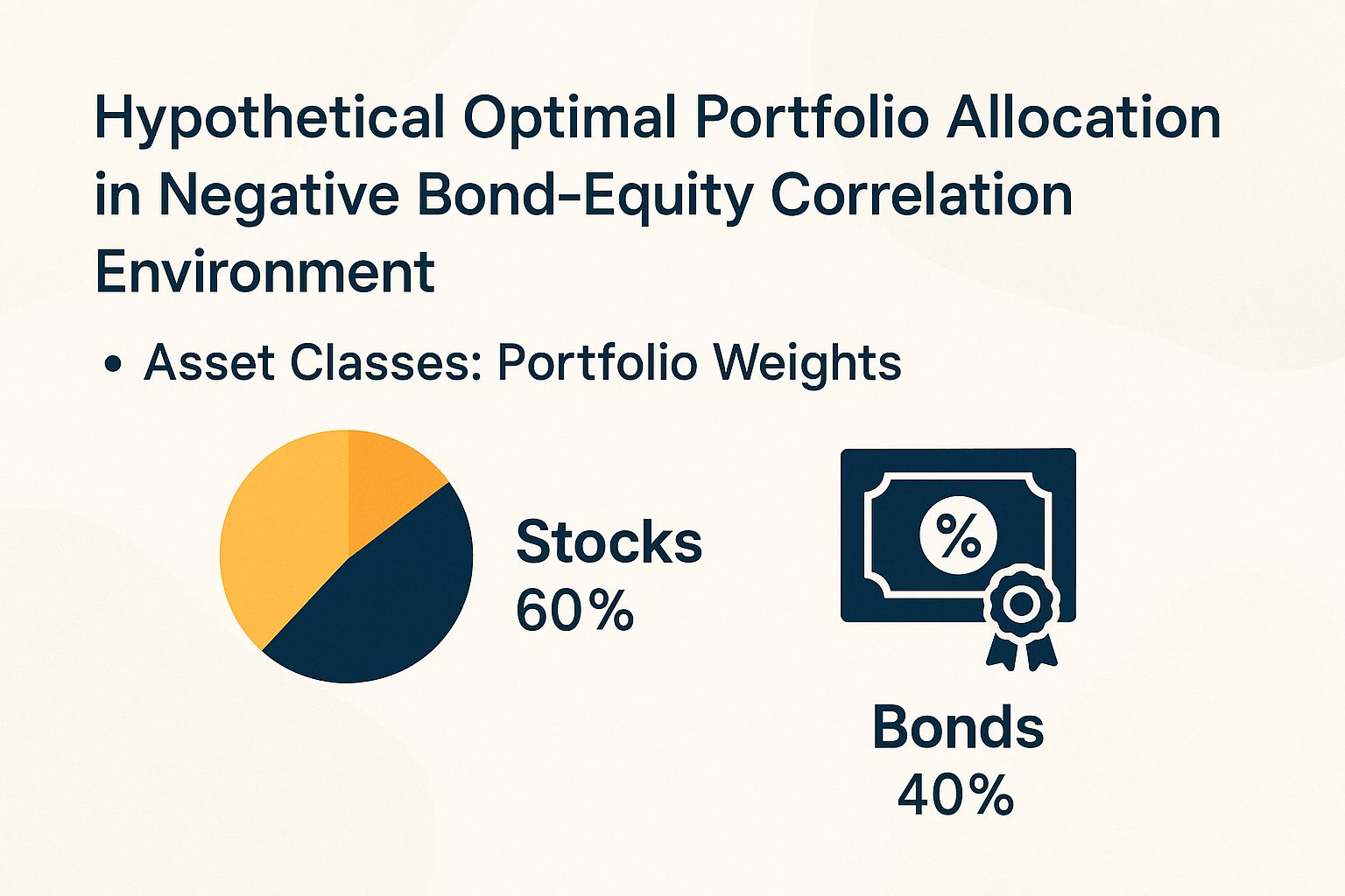Chart of ideal portfolio: 60% US stocks, 35% US government bonds, 5% gold in opposite-moving markets